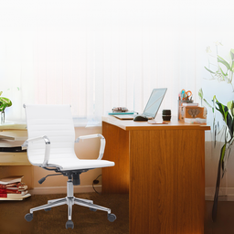 Kit 8 Cadeiras de Escritório Diretor Eames em Couro - Branco - 8