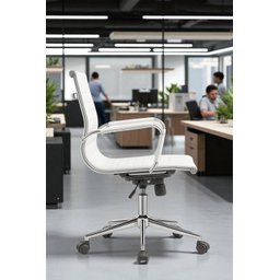 Kit 8 Cadeiras de Escritório Diretor Eames em Couro - Branco - 8