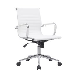 Kit 8 Cadeiras de Escritório Diretor Eames em Couro - Branco - 2