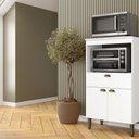 Ver imagem 1 de Armário para Cozinha 2 Fornos Moderna Branco/Cinza