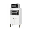 Ver imagem 2 de Armário de Cozinha com Nicho para Microondas 2 Portas 1 Gaveta Moderna Yescasa Branca