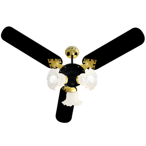 Ventilador de Teto Venti-delta New Zeta 3 Pás Laqueada Preto/dourado 220v