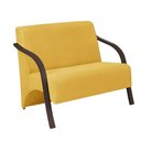 Ver imagem 1 de Poltrona 2 Lugares Vênus Suede Braço Madeira Amarelo