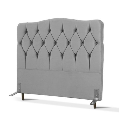 Cabeceira de Cama Box Viúva 128 Cm Varsóvia Suede Veludo Cinza Claro