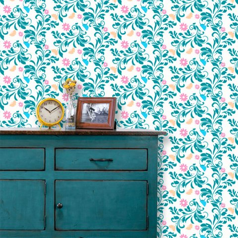Papel de Parede Arabesco e Flores 3 Arte Destaque 3,50 Metros