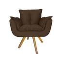Ver imagem 2 de Kit 2 Poltrona Decorativa Base Giratória De Madeira Quarto Opala Suede Marrom - LM DECOR