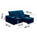 Ver imagem 6 de Sofa Retratil Reclinavel 2 Lugares 1,80m Atlantis Veludo Azul Marinho Lansofbr Lansof Brasil