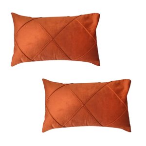 Kit 2 Capas para Almofada em Veludo Drapeada Retangular Terracota
