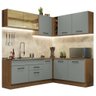 Armário de Cozinha Completa de Canto 389cm Rustic Cinza Agata Madesa 01 - 11
