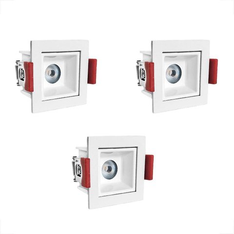 3 Spot Mini LED Embutir Downlight Recuado Sala 3000k BET55