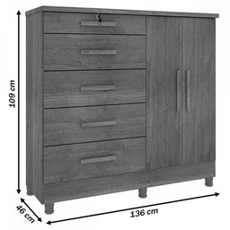 Cômoda Istambul 2 Portas 5 Gavetas Cinamomo - Tcil Móveis - 4