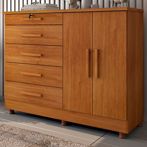 Cômoda Istambul 2 Portas 5 Gavetas Cinamomo - Tcil Móveis