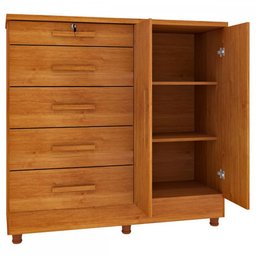 Cômoda Istambul 2 Portas 5 Gavetas Cinamomo - Tcil Móveis - 3
