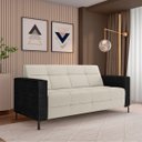 Ver imagem 2 de Sofá Living Decorativo Houston 2 Lugares 160cm Pés em Metal Linho/ Pu Off White/ Preto G33 - Gran Be