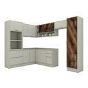Ver imagem 2 de Cozinha Completa Fineze 11 Portas 4 Gavetas com Vidro Reflecta 100% MDF Areia Hp - Henn