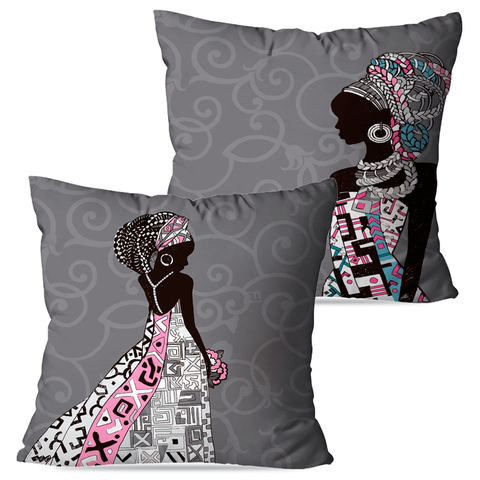 Kit com 2 Capas para Almofadas Decorativas Africana