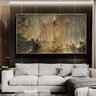 Quadro Abstrato Dourado e Preto Luxo - Tela Única - 90 x 60 cm - Branca - 1