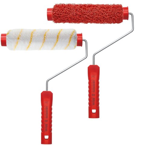 Rolo Antirespingo + Rolo Textura Cabelo de Anjo + 2 Suportes Garfo Gaiola para Rolo de Pintura 23cm