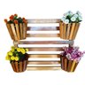 Painel de Madeira para Flores Plantas com 5 Vasos Movéis - 2
