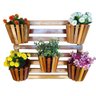 Painel de Madeira para Flores Plantas com 5 Vasos Movéis - 1