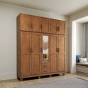 Ver imagem 1 de Guarda-Roupa 10 Portas 2 Gavetas com Espelho sem Aplique Estrutura em Madeira Cobre Marrom/Castanho