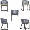 Ver imagem 5 de Mesa com 4 Cadeiras de Jantar Roma 100cm e Noronha em Aluminío Marrom Corda Nautica Estofado 7 Trama