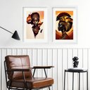 Ver imagem 2 de Kit 2 Quadros Grandes Mulher África - 60x48cm:madeira Branca