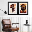 Ver imagem 1 de Kit 2 Quadros Grandes Mulher África - 60x48cm:madeira Branca