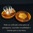 Ver imagem 2 de Kit Xicaras + Pires Madeira Mesa Posta Café