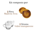 Ver imagem 3 de Kit Xicaras + Pires Madeira Mesa Posta Café