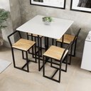 Ver imagem 1 de Conjunto Mesa Pinus 4 Cadeiras Pequena Tampo branco Industrial Black