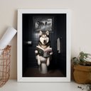 Ver imagem 2 de Quadro Divertido Banheiro Husky Siberiano 45x34cm - com Vidro:madeira Preta