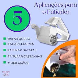 Ralador Fatiador Multiuso 3 em 1 Manual Queijo Graos Nozes Chocolate Laminas Inox Manivela Giratoria - 2