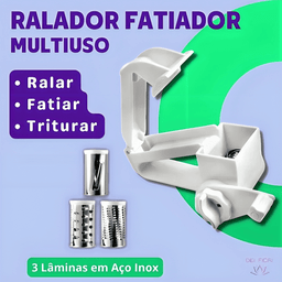 Ralador Fatiador Multiuso 3 em 1 Manual Queijo Graos Nozes Chocolate Laminas Inox Manivela Giratoria - 4