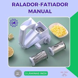 Ralador Fatiador Multiuso 3 em 1 Manual Queijo Graos Nozes Chocolate Laminas Inox Manivela Giratoria - 7