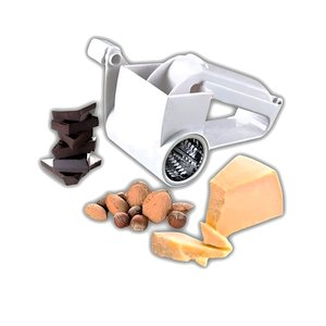 Ralador Fatiador Multiuso 3 em 1 Manual Queijo Graos Nozes Chocolate Laminas Inox Manivela Giratoria