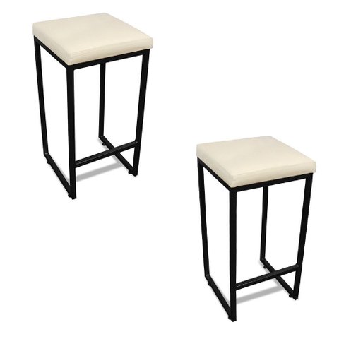 Banqueta Alta para Cozinha Industrial Kit 2 Nick Preto e Sintético d03 - D’Rossi