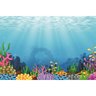 Painel De Tecido Sublimado Fundo Do Mar Corais Raio De Sol - 2