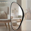 Ver imagem 2 de Espelho Orgânico Essence 60x40cm Moldura Couro Ecológico Decorativo Banheiro Sala:Preto