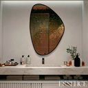 Ver imagem 4 de Espelho Orgânico Essence 60x40cm Moldura Couro Ecológico Decorativo Banheiro Sala:Preto