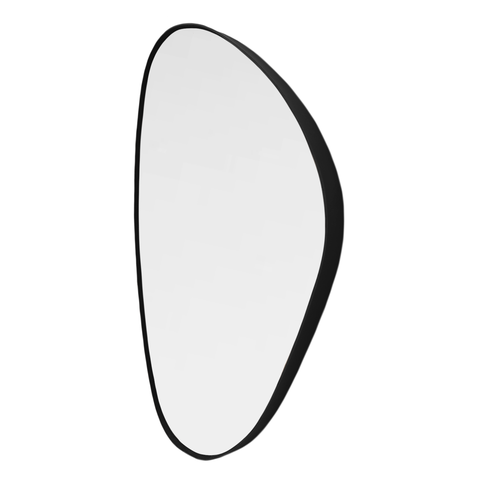 Espelho Orgânico Essence 60x40cm Moldura Couro Ecológico Decorativo Banheiro Sala:Preto