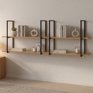 2 Prateleira Industrial Suporte Retangular Aba Meio 30x100cm