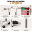 Ver imagem 2 de Varal de Chao Inox 3 Andares Arara Cabideiro Secador Portatil Metal Dobravél Ajustavel Multiuso