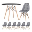 Ver imagem 1 de Conjunto de Mesa Eames 90cm Preto + 6 Cadeiras Estofadas Eiffel Botonê Cinza Escuro