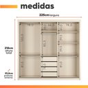Ver imagem 4 de Guarda Roupas Casal 3 Portas de Correr Reflecta com LED 4 Gavetas Flex Eva