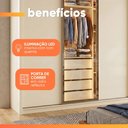 Ver imagem 7 de Guarda Roupas Casal 3 Portas de Correr Reflecta com LED 4 Gavetas Flex Eva