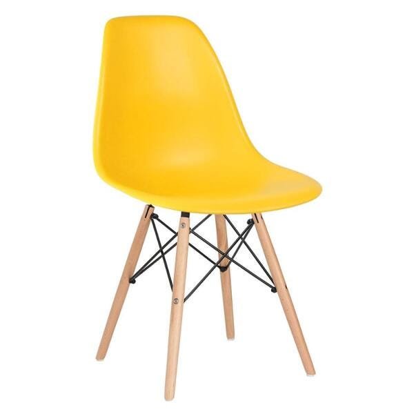 Conjunto de Mesa de Vidro Eames 100cm + 4 Cadeiras Eiffel Dsw Amarelo - 2