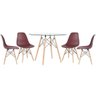 Conjunto de Mesa de Vidro Eames 100cm + 4 Cadeiras Eiffel Dsw Marrom - 1