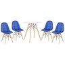 Conjunto de Mesa Eames 70cm Branco + 4 Cadeiras Estofadas Botonê Azul - 1