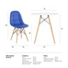 Conjunto de Mesa Eames 70cm Branco + 4 Cadeiras Estofadas Botonê Azul - 10